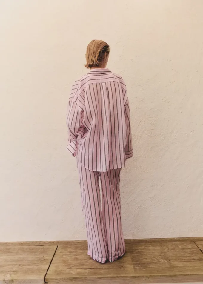 Camicia a righe in ramiè Camicia a righe in ramiè