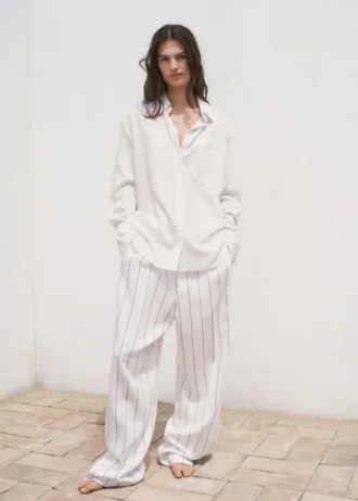 Camicia a righe semitrasparente