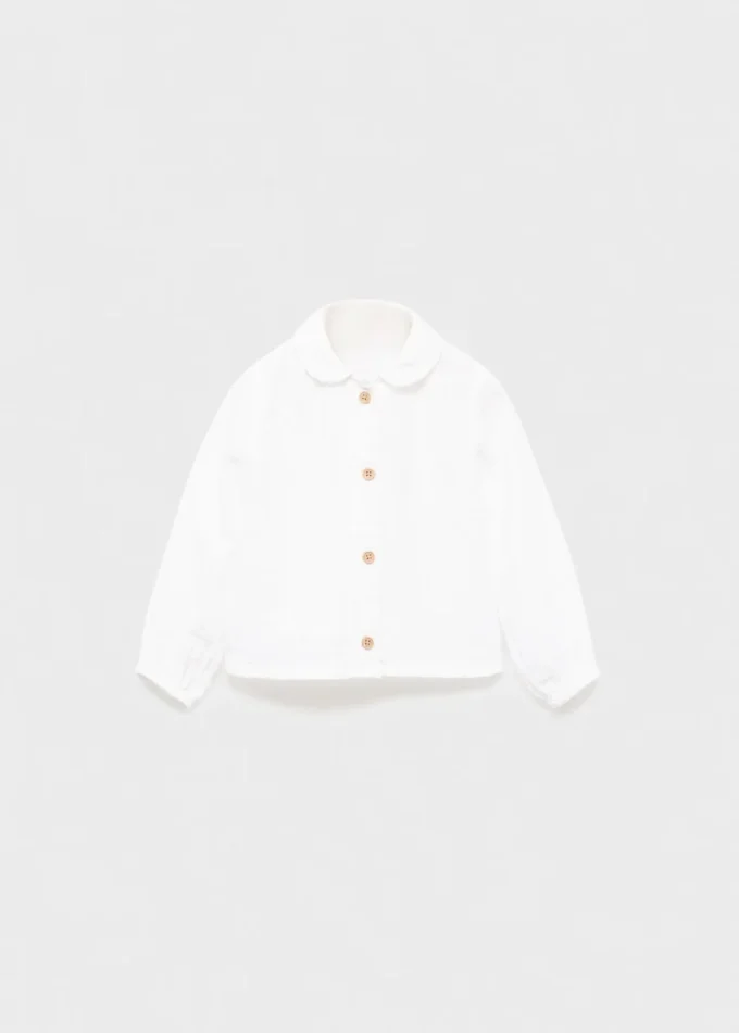 Camicia con colletto alla coreana e effetto stropicciato Camicia con colletto alla coreana e effetto stropicciato