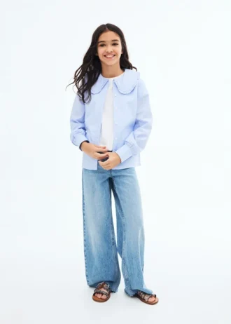 Camicia con doppio colletto alla coreana