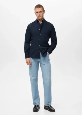 Camicia con taschino, vestibilità regolare, 100% cotone