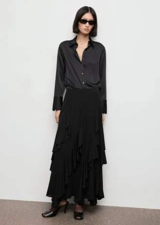 Camicia fluida con finitura satinata