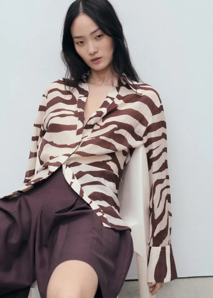Camicia fluida con stampa zebrata Camicia fluida con stampa zebrata