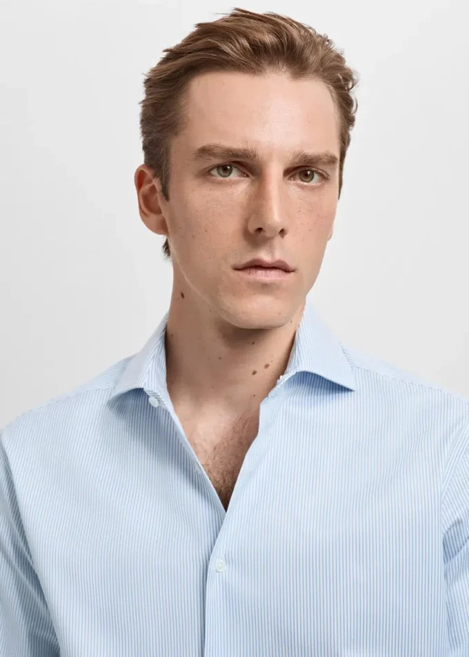 Camicia formale slim fit in cotone Giza a righe Camicia formale slim fit in cotone Giza a righe