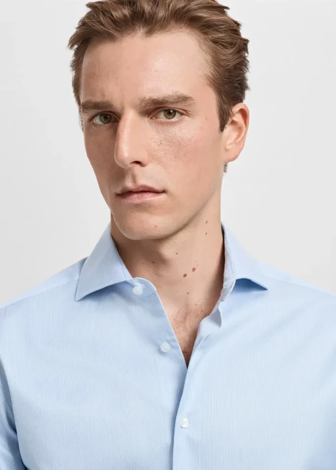 Camicia formale slim fit in cotone Giza a righe