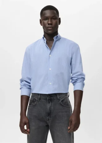 Camicia in cotone a righe vestibilità regolare Camicia in cotone a righe vestibilità regolare