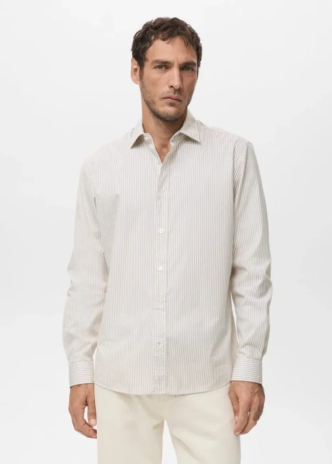 Camicia in cotone a righe vestibilità regolare Camicia in cotone a righe vestibilità regolare