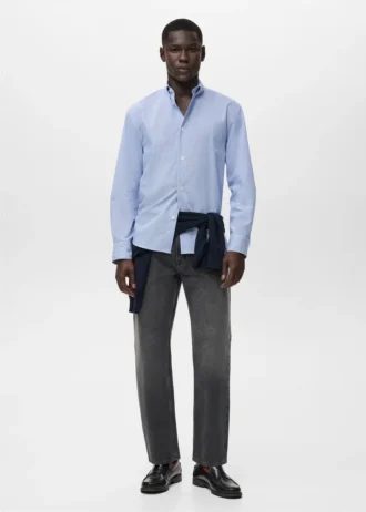 Camicia in cotone a righe vestibilità regolare Camicia in cotone a righe vestibilità regolare