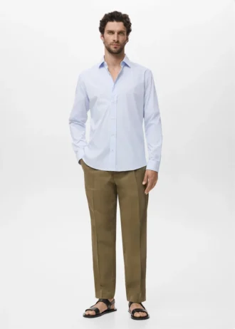 Camicia in cotone a righe vestibilità regolare Camicia in cotone a righe vestibilità regolare