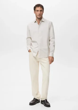 Camicia in cotone a righe vestibilità regolare