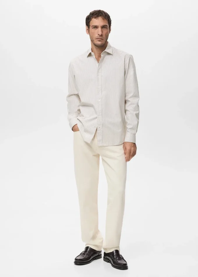 Camicia in cotone a righe vestibilità regolare Camicia in cotone a righe vestibilità regolare