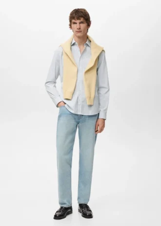 Camicia in cotone a righe vestibilità regolare Camicia in cotone a righe vestibilità regolare