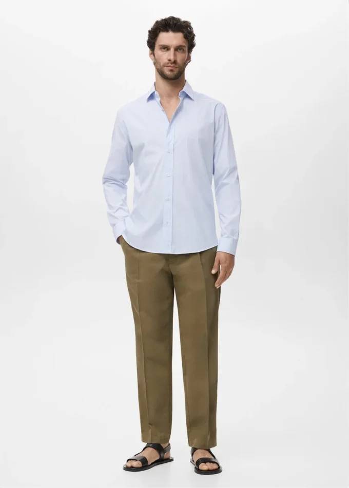 Camicia in cotone a righe vestibilità regolare Camicia in cotone a righe vestibilità regolare