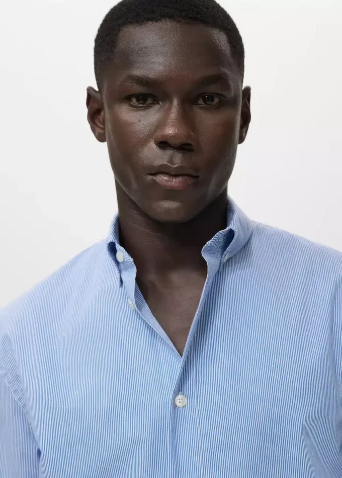 Camicia in cotone a righe vestibilità regolare Camicia in cotone a righe vestibilità regolare