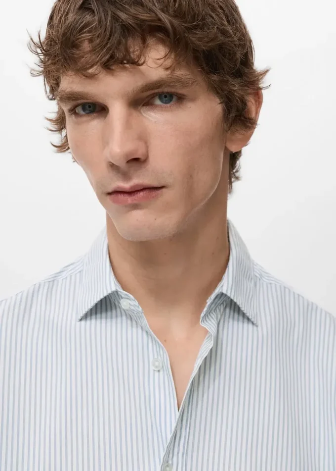 Camicia in cotone a righe vestibilità regolare Camicia in cotone a righe vestibilità regolare