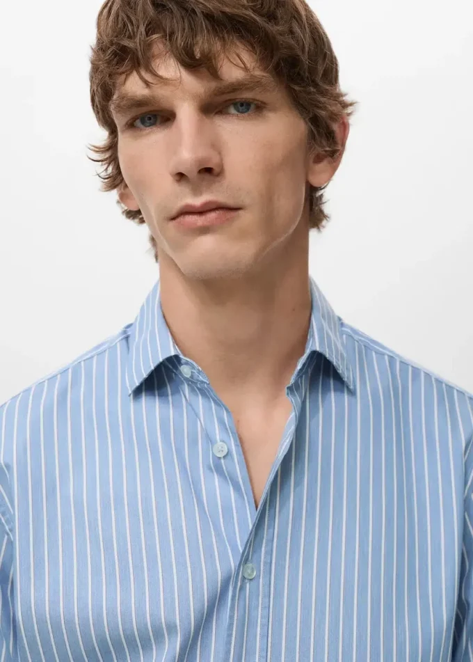 Camicia in cotone a righe vestibilità regolare Camicia in cotone a righe vestibilità regolare