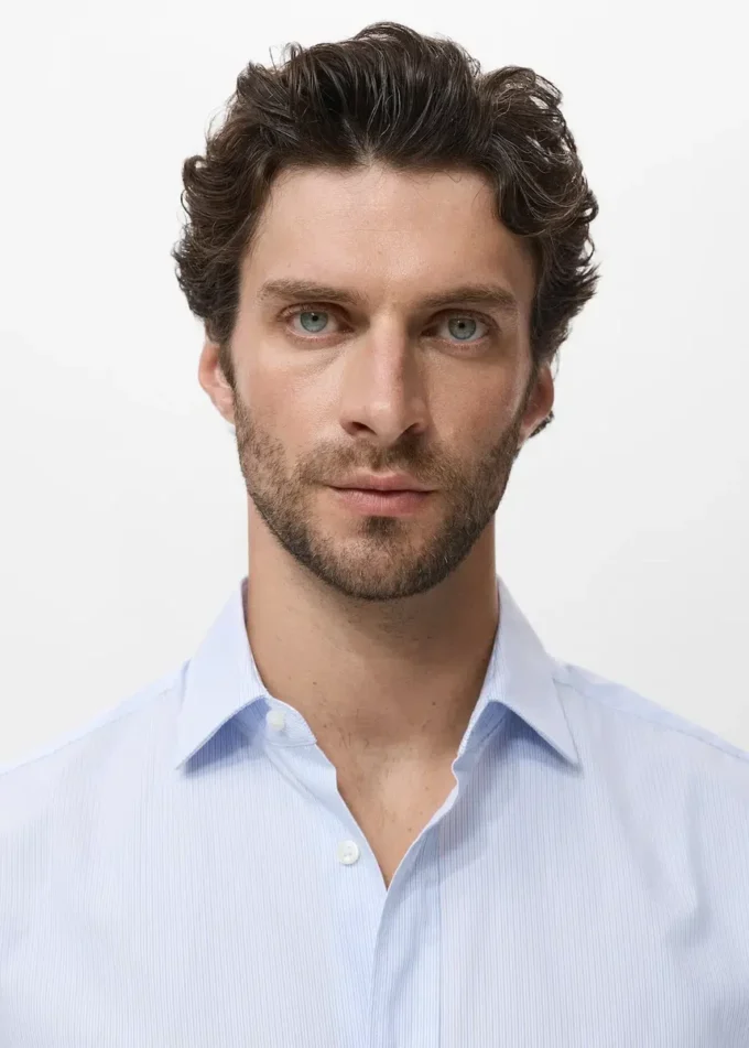 Camicia in cotone a righe vestibilità regolare Camicia in cotone a righe vestibilità regolare