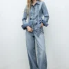 Camicia in denim con fiocco Camicia in denim con fiocco