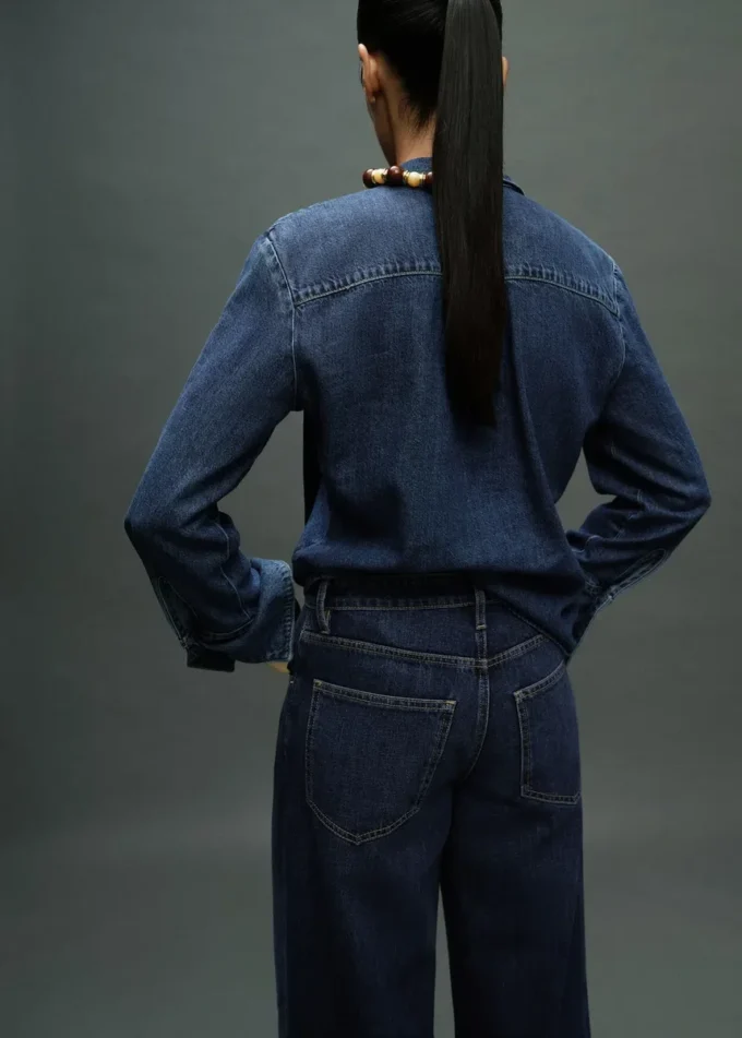 Camicia in denim con fiocco Camicia in denim con fiocco