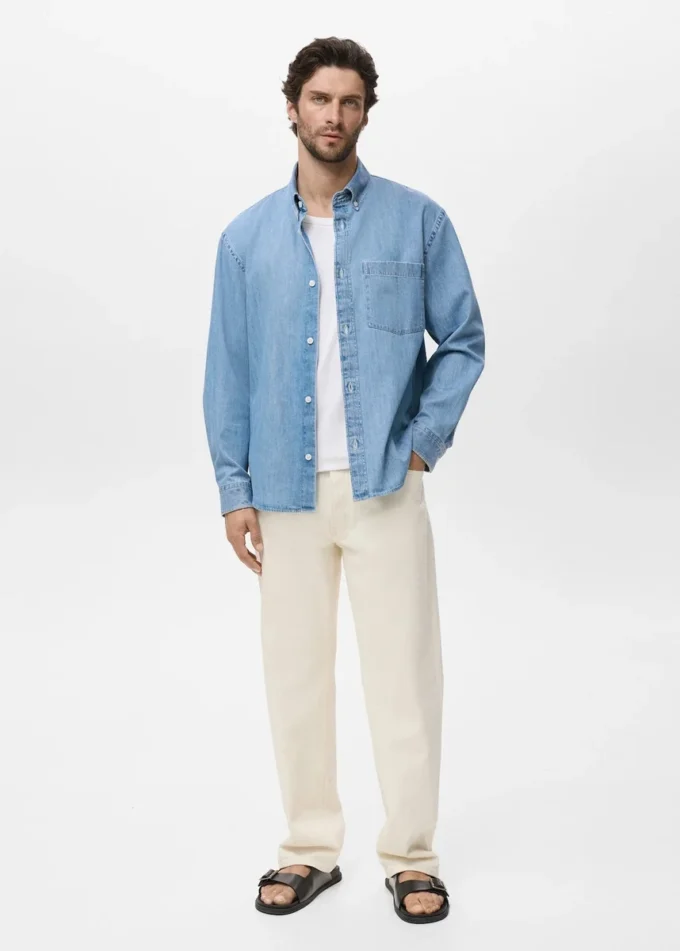 Camicia in denim con tasca Camicia in denim con tasca