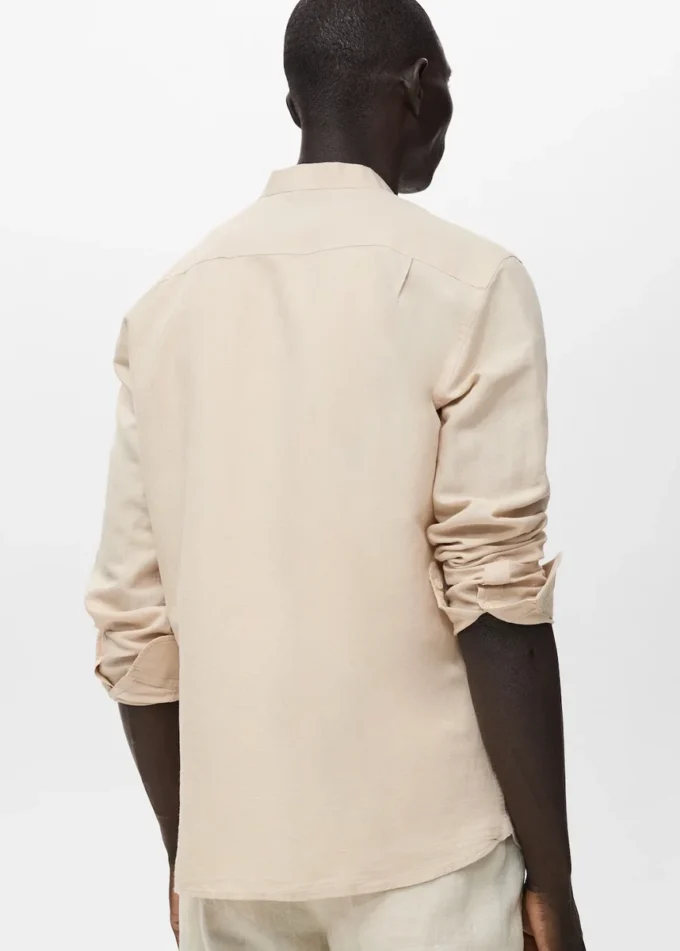 Camicia in lino con collo alla coreana Camicia in lino con collo alla coreana