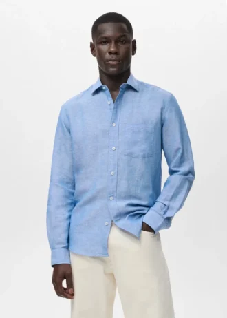 Camicia in lino con tasche