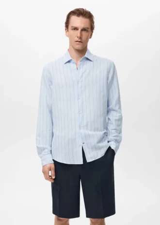 Camicia in lino gessato