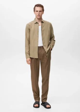 Camicia in lino gessato