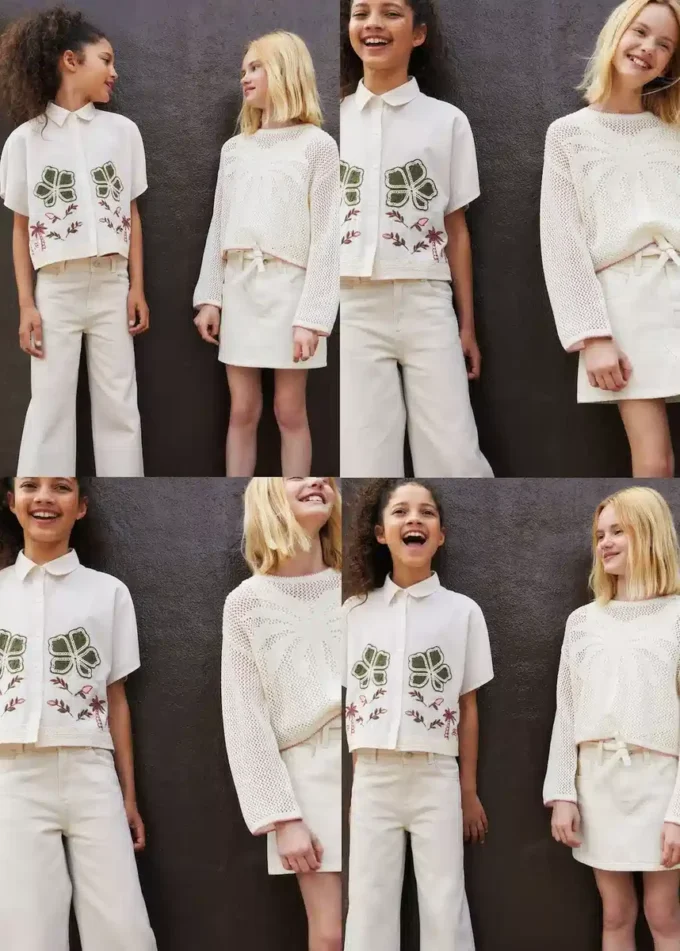 Camicia in lino ricamata con fiori Camicia in lino ricamata con fiori