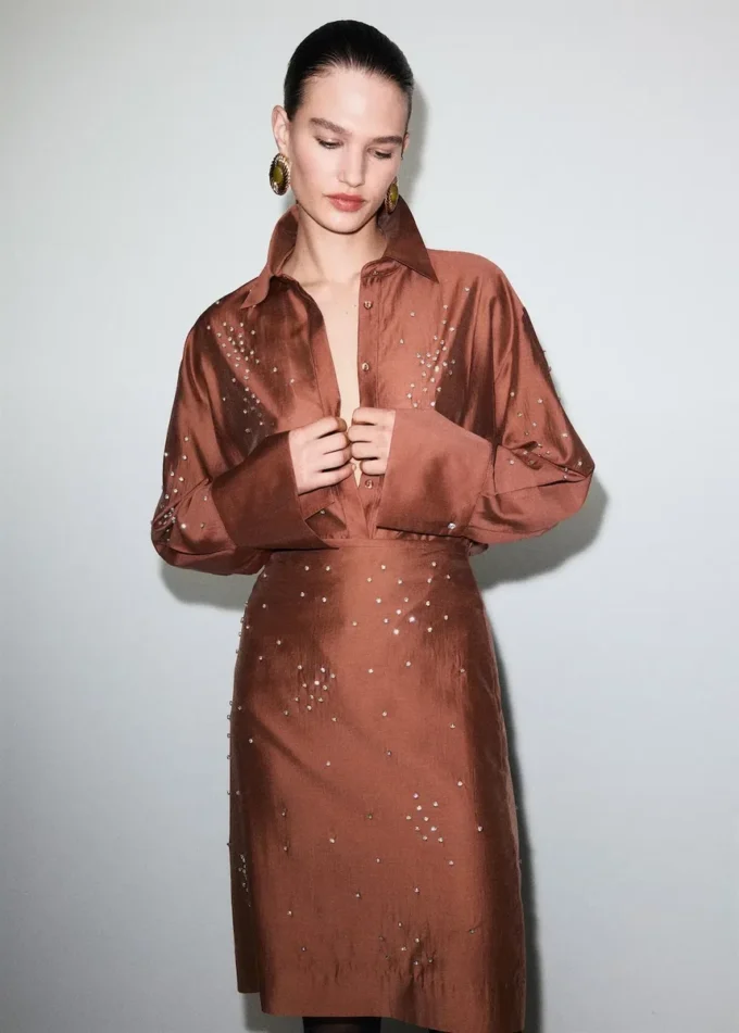 Camicia in lyocell con strass Camicia in lyocell con strass