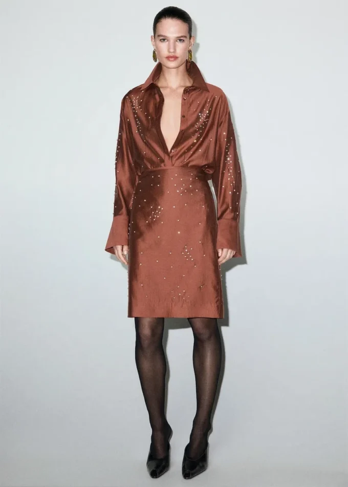 Camicia in lyocell con strass Camicia in lyocell con strass