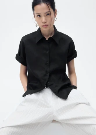 Camicia in misto lino a maniche corte