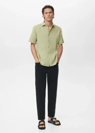 Camicia in misto lino a maniche corte