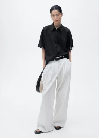 Camicia in misto lino a maniche corte