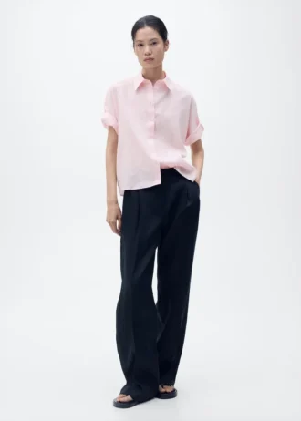 Camicia in misto lino a maniche corte