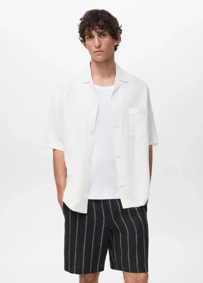 Camicia in misto lino vestibilità regolare Camicia in misto lino vestibilità regolare