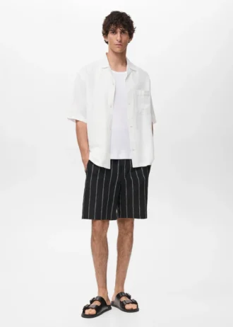 Camicia in misto lino vestibilità regolare