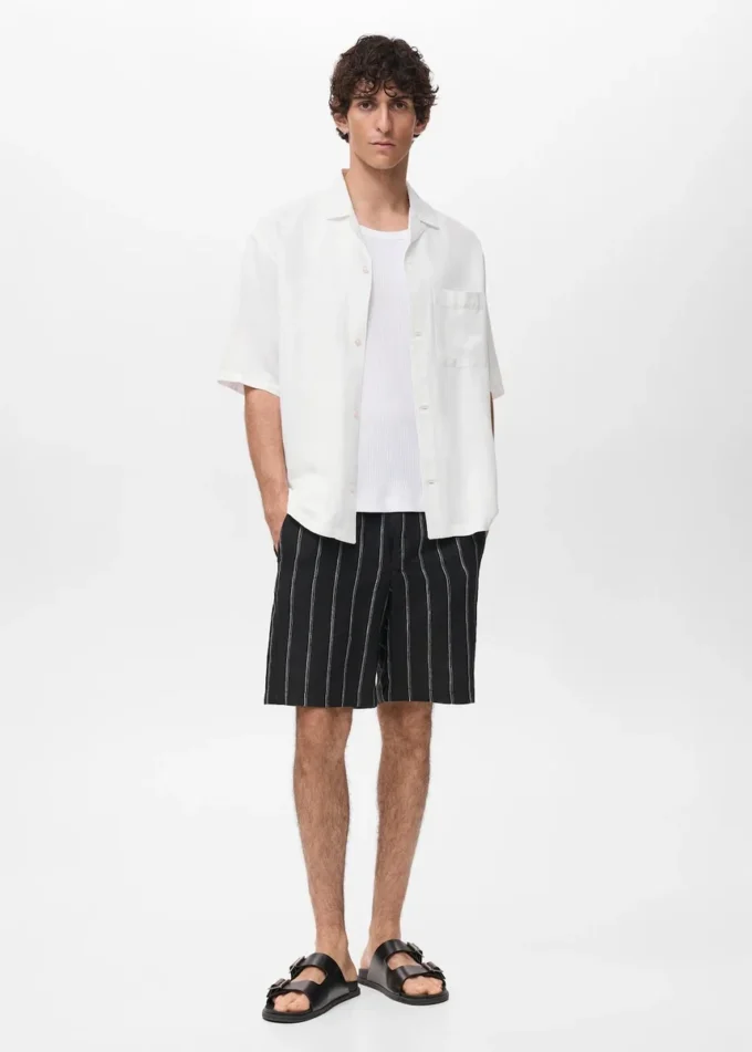 Camicia in misto lino vestibilità regolare Camicia in misto lino vestibilità regolare