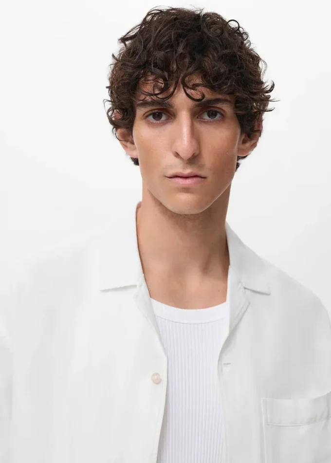 Camicia in misto lino vestibilità regolare Camicia in misto lino vestibilità regolare