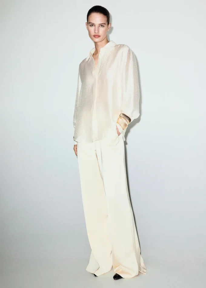 Camicia in raso con strass Camicia in raso con strass