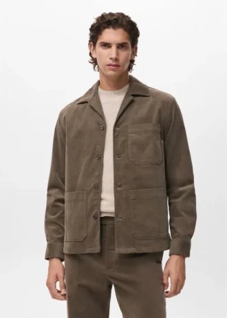 Camicia oversize in cotone velluto a coste con tasche