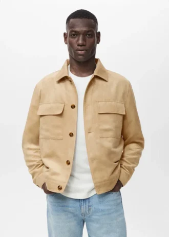 Camicia oversize in ecopelle scamosciata