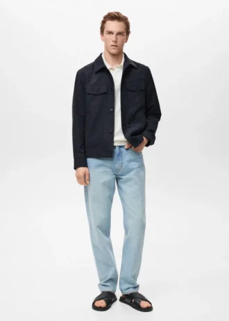 Camicia oversize in ecopelle scamosciata