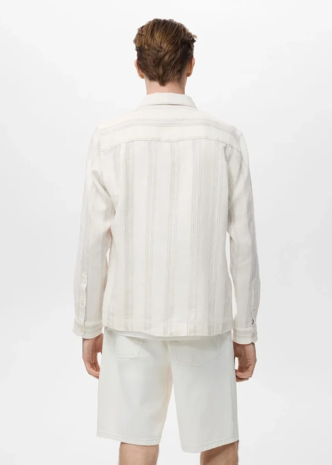 Camicia oversize in lino a righe