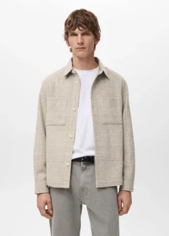 Camicia oversize in misto lana a quadri