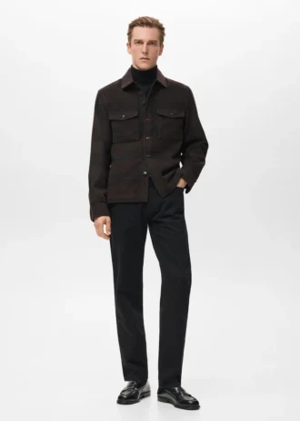 Camicia oversize in misto lana a quadri