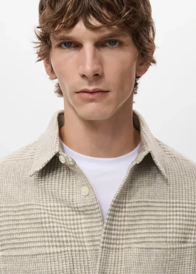 Camicia oversize in misto lana a quadri