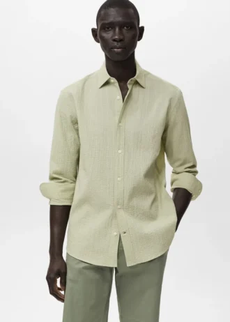 Camicia regular fit con texture a righe