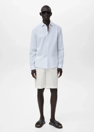 Camicia regular fit con texture a righe