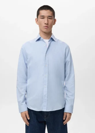 Camicia regular fit in flanella di cotone 100%